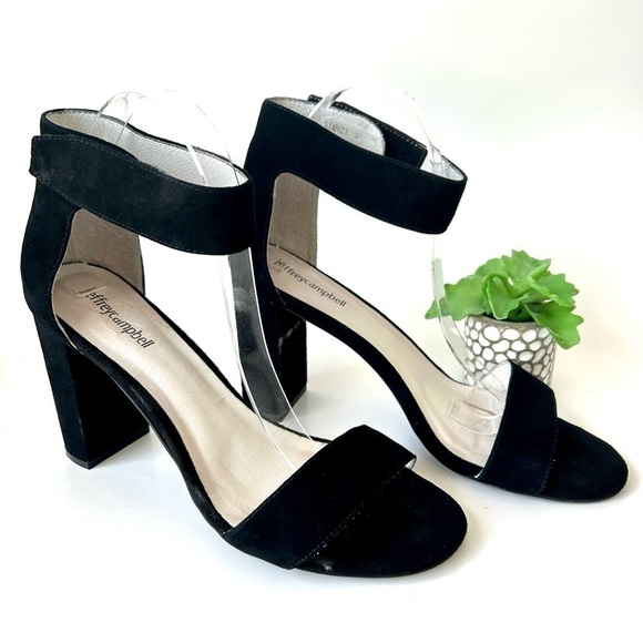 Jeffrey Campbell Lindsay Block Heel Ankle Strap Heeled Sandals Pumps Size 10 - Picture 3 of 12
